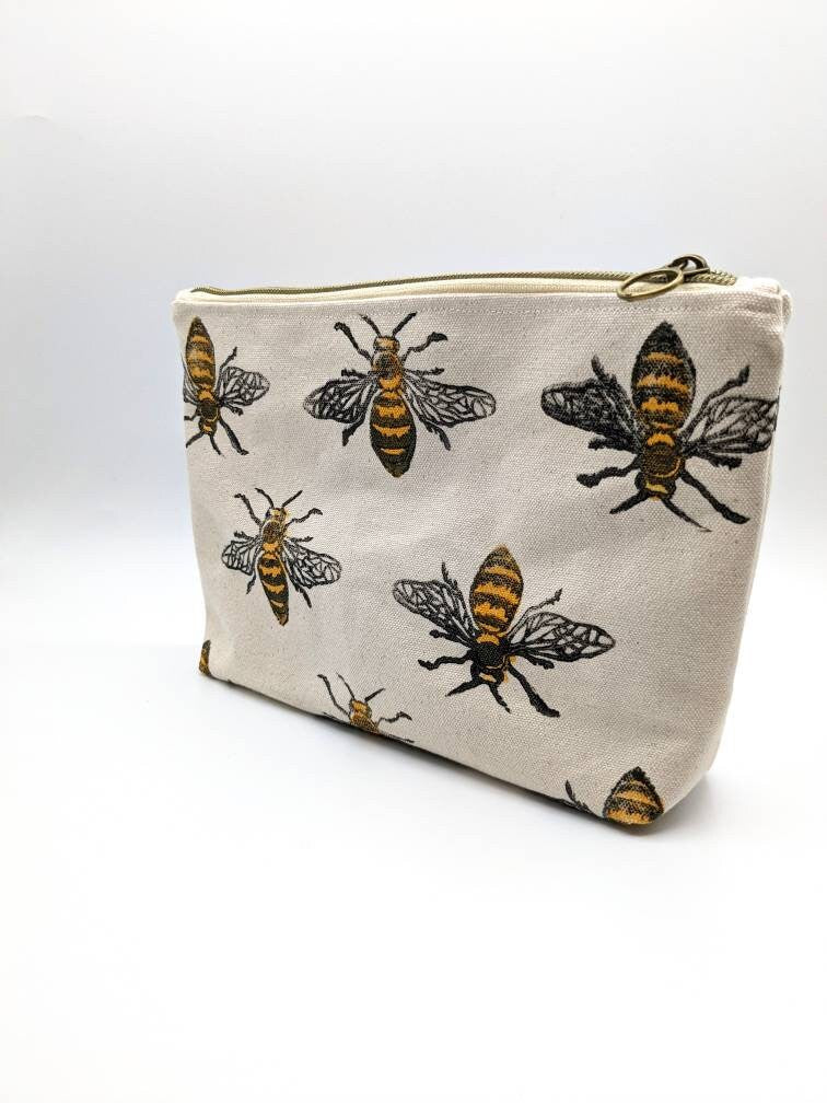 Boob Bee Pattern Zipper Cosmetic Pouch, Boob Pattern Cosmetic Zipper Pouch,  Boo Bees Cosmetic Case, Boobs Bees Cosmetic Zip Pouch 