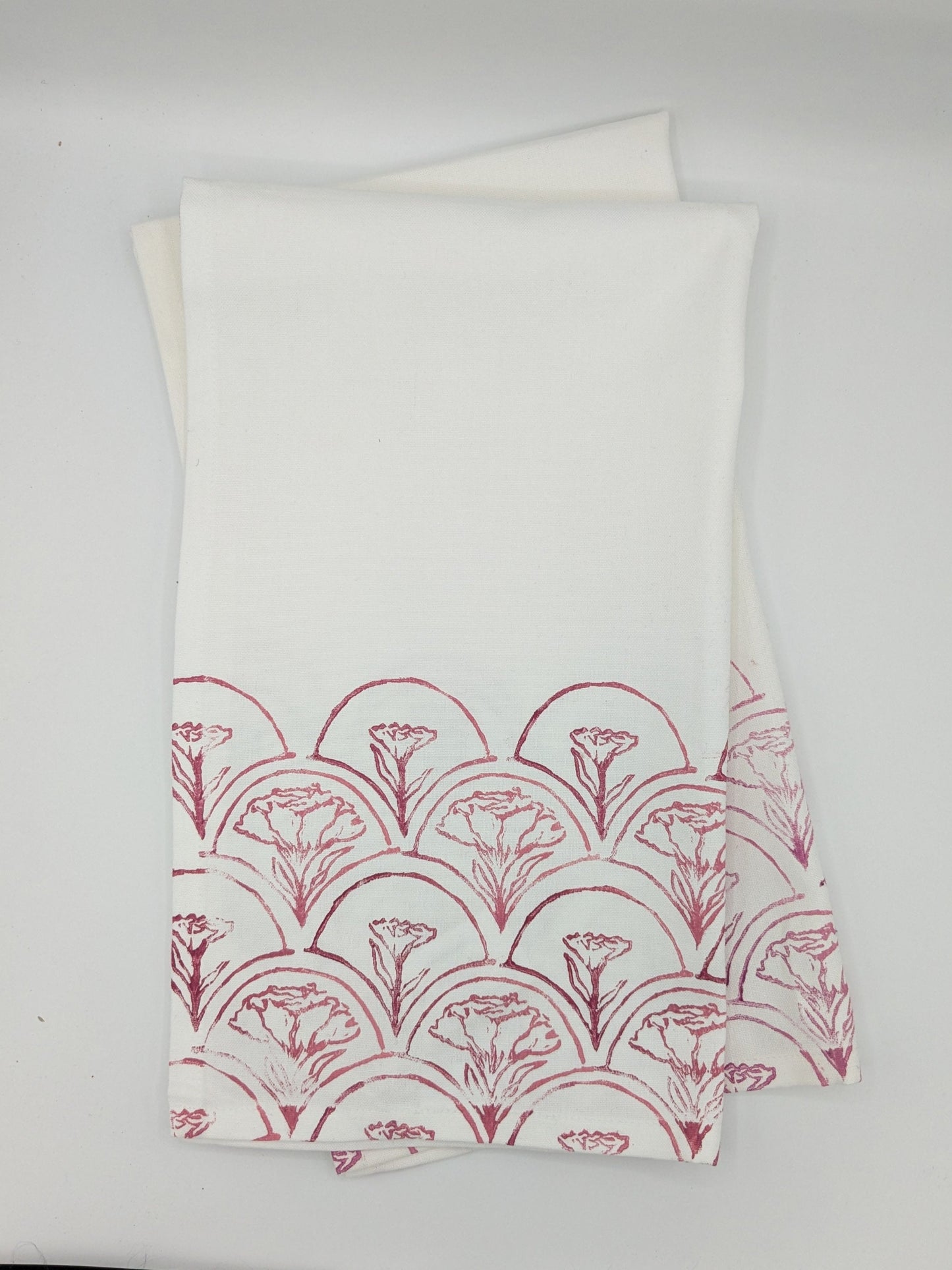 Carnation Block-Printed Kitchen Towel