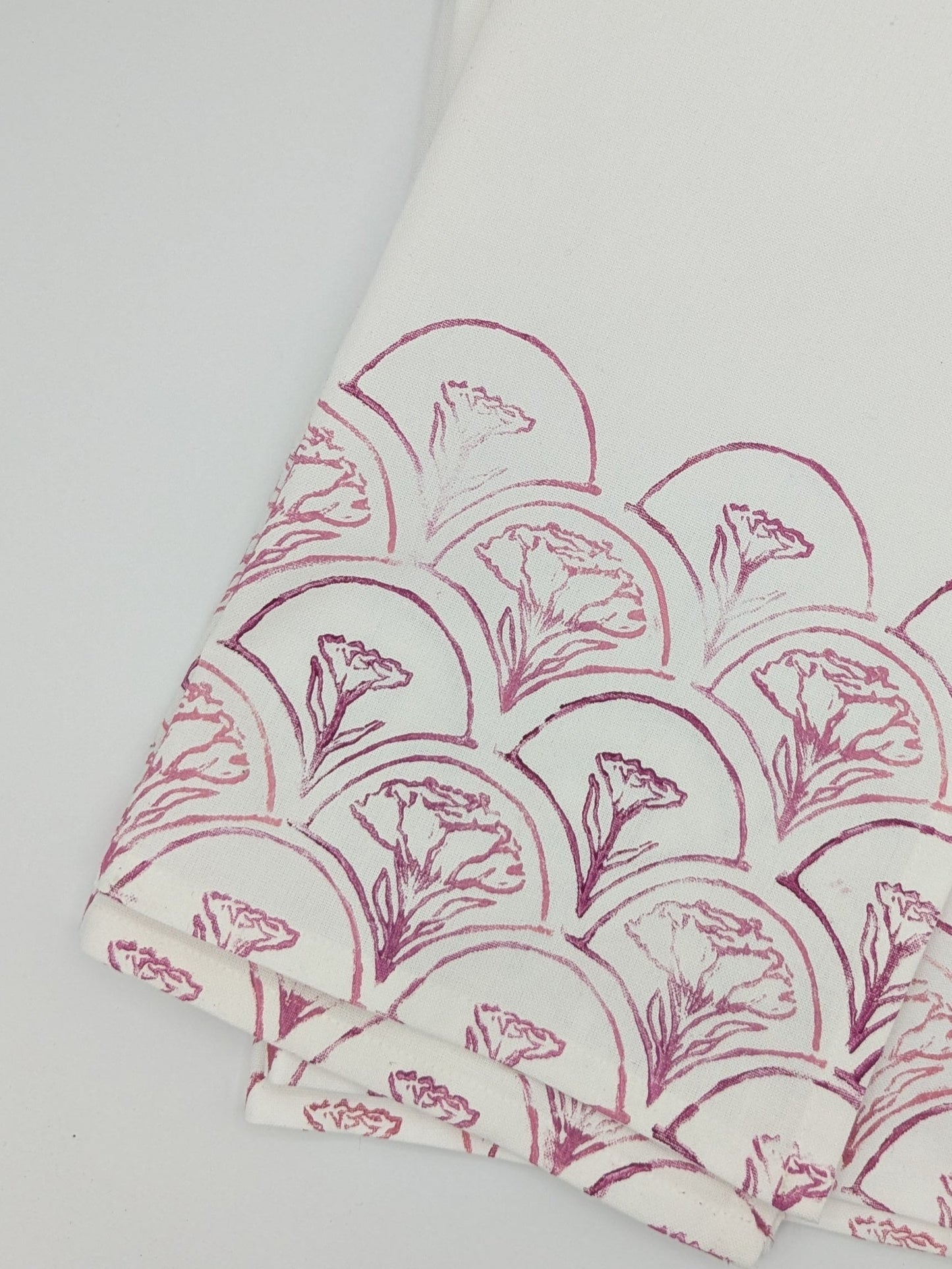 Carnation Block-Printed Kitchen Towel