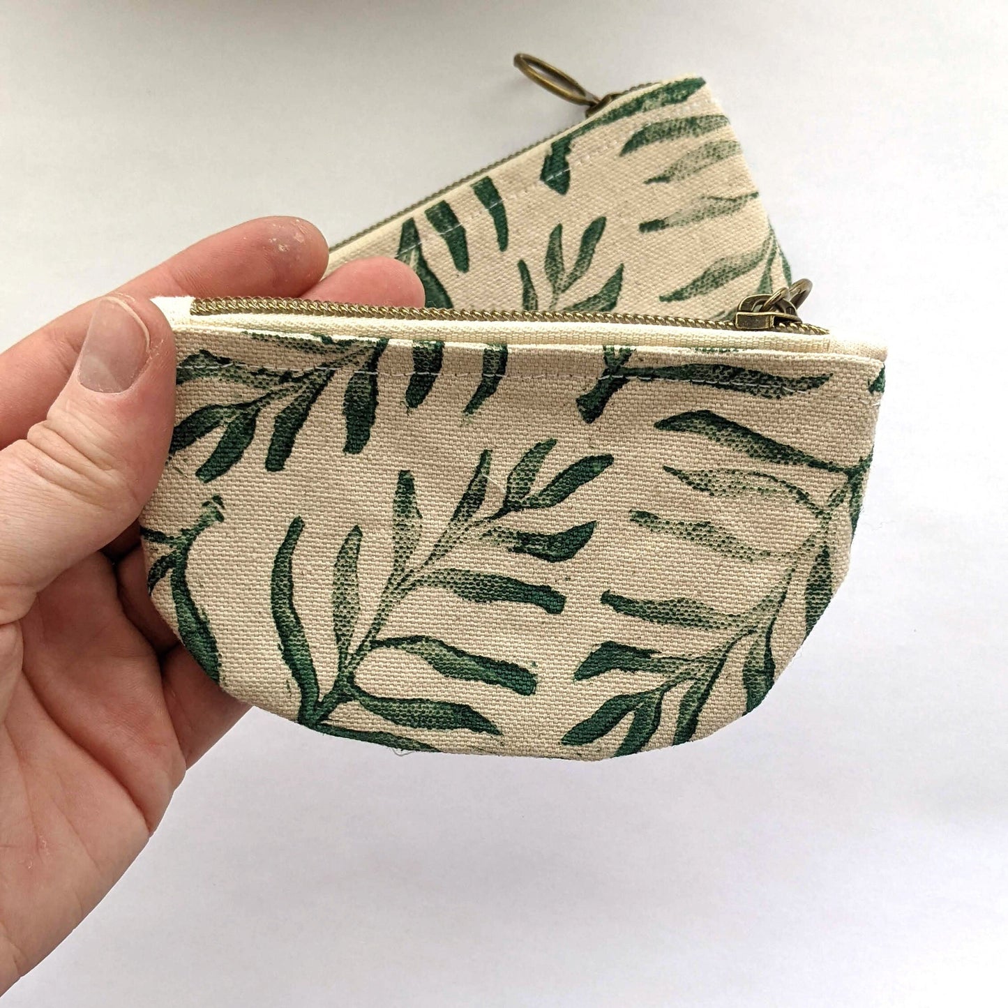 Half Moon Mini Pouch, Fern Block Printed