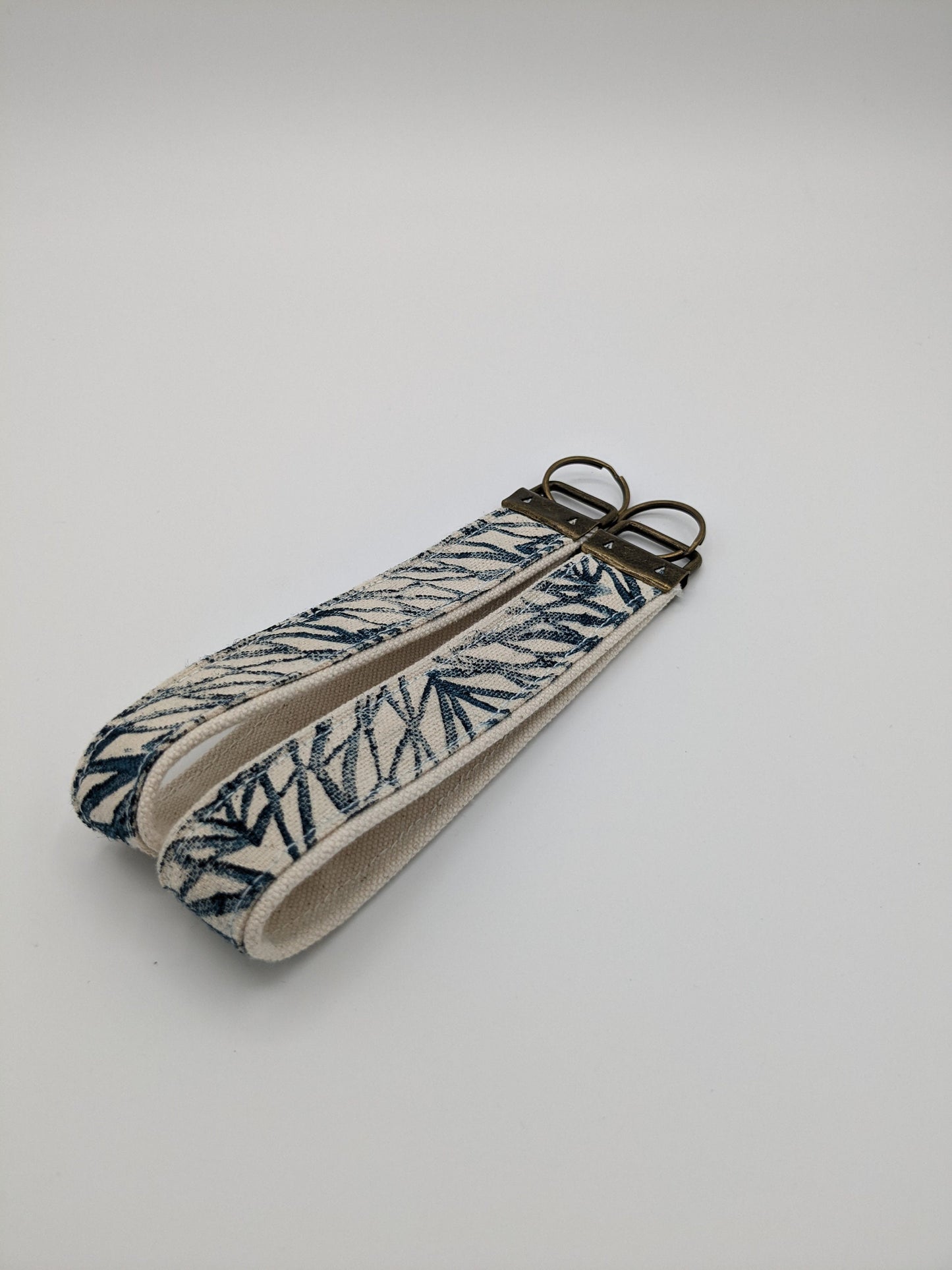 Indigo Twig Block Printed Key Fob Wristlet