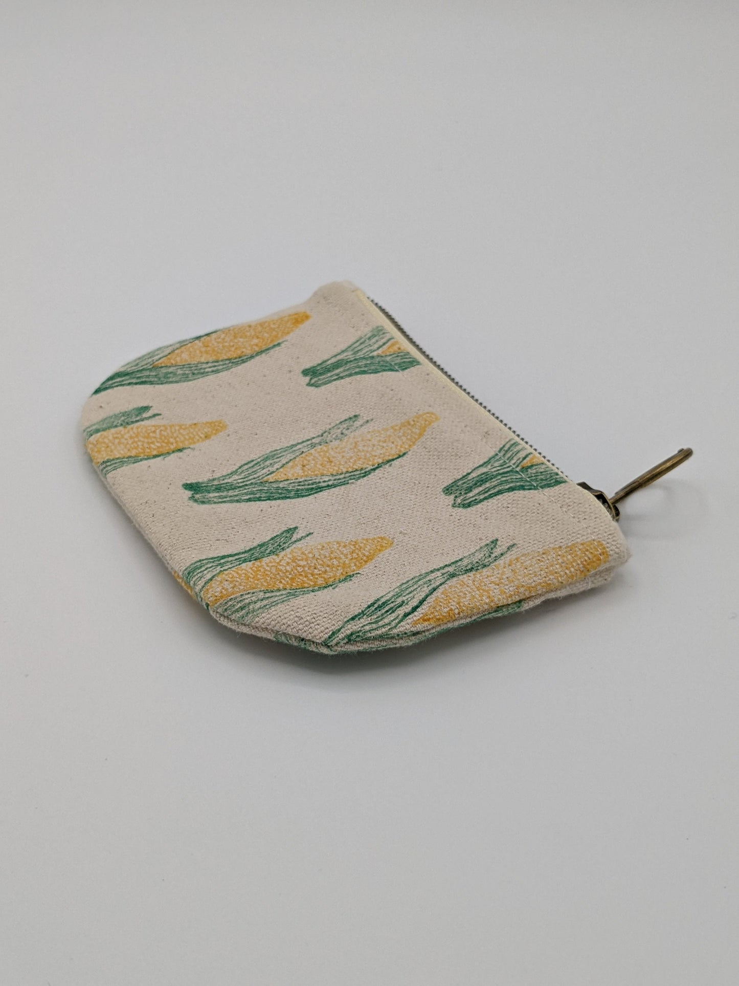 It's Corn! Half Moon Zip Pouch - Block Printed Ear of Corn